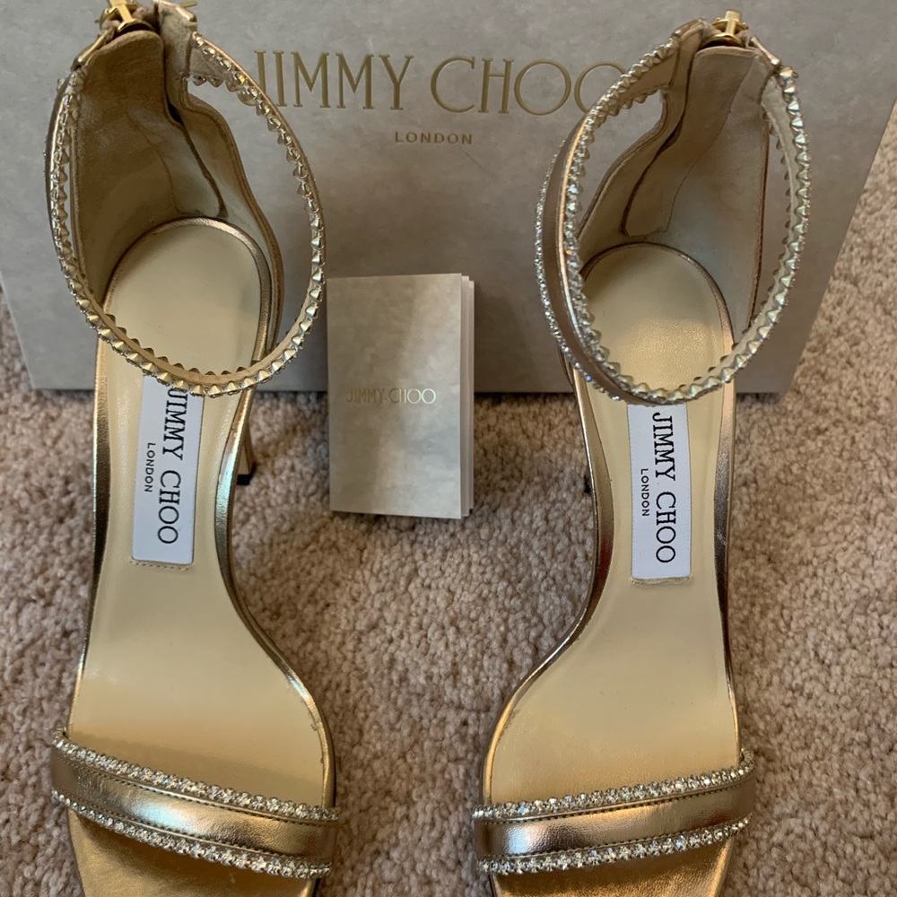 Like new Jimmy Choo Gold Heels - Picture 2 of 15